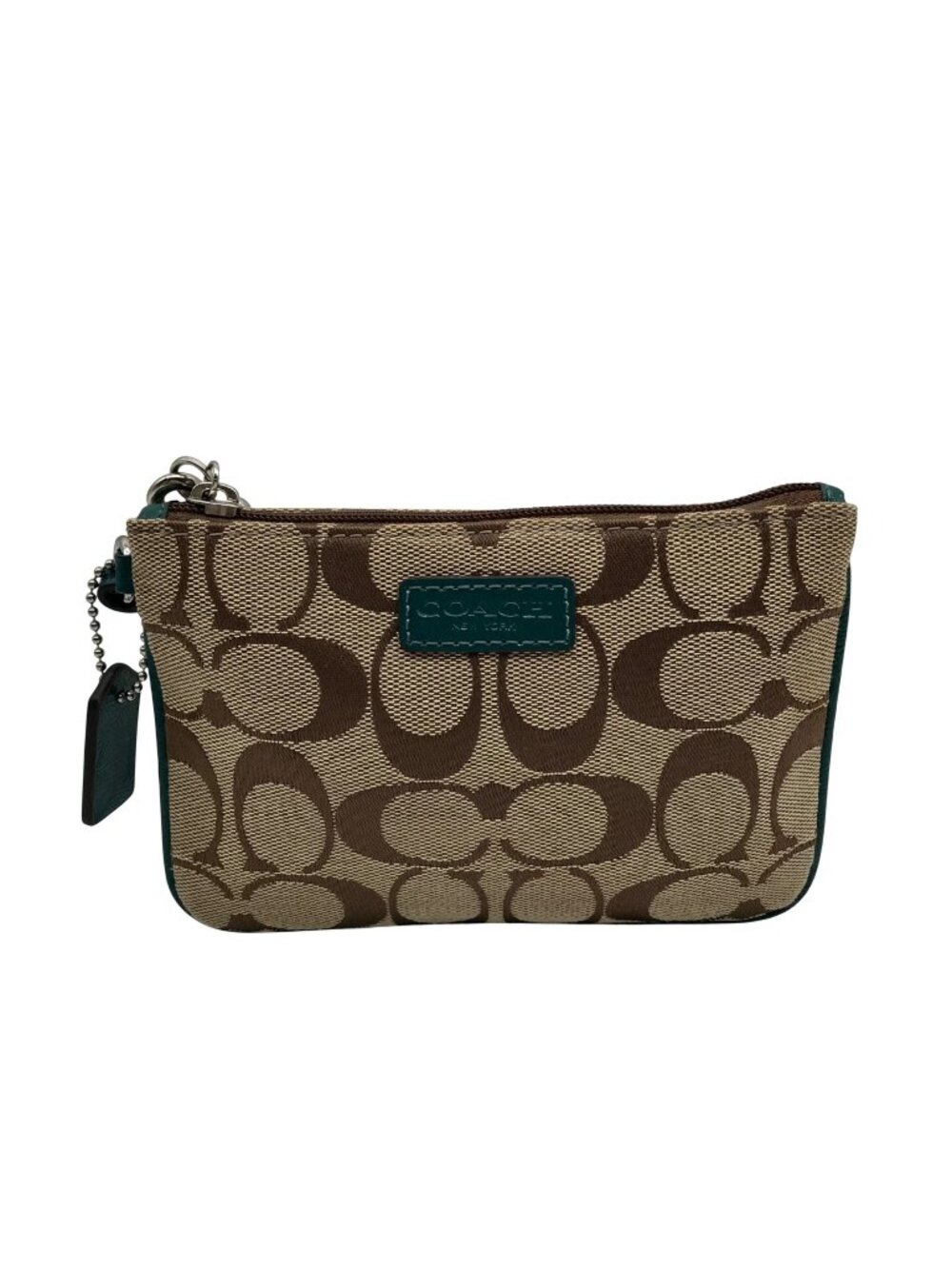 Coach Brown And Blue Monogram Wristlet